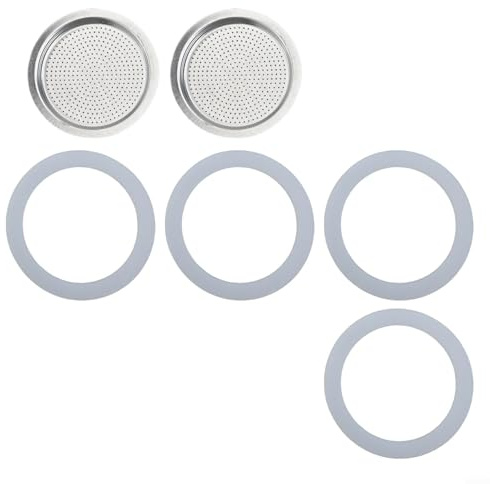 Coffee Lovers' Choice - Set di ricambio per moka, con 2 filtri e 4 guarnizioni (9 tazze)