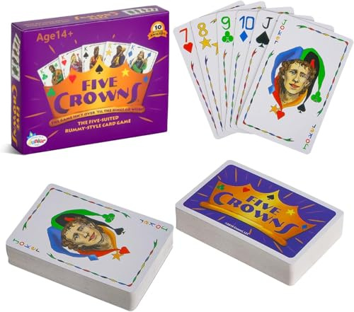 GNMQWP 5 Kronen Kartenspiel, Fives Crowns Spiel, Rummy Karten, Beliebtes Familienspiel & Reisespiel für Kinder und Erwachsene, Gesellschaftsspiel für 3-7 Spieler Ab 7 Jahre Englische Version