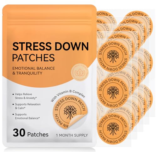 Stress Down Patches – Plant-Based Stress & Anxiety Support for Daily Calm, Gentle Botanical Transdermal Patches to Ease Tension, Support Relaxation, Improve Focus & Emotional Balance for Adults