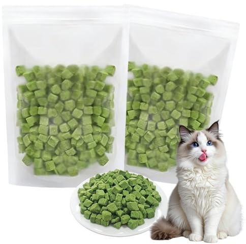 BAIFULAI Lot de 2 sachets d'herbe à chat, 200 g de collations lyophilisées pour chats, herbe à chat, herbe à chat prête à l'emploi pour les soins dentaires et enlever les pelotes de poils