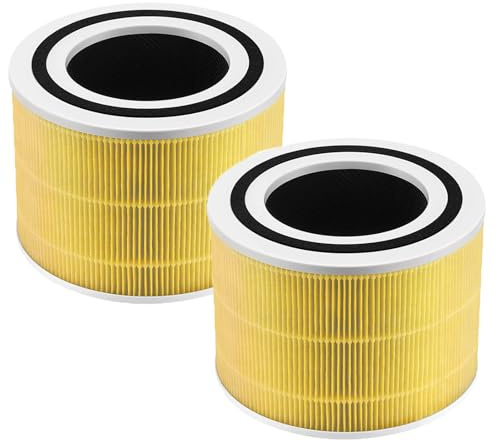 2 Pack Pet Allergy HEPA Filters for LEVOIT Core 300 / 300S Air Purifier | 3-in-1 HEPA Activated carbon Filter, Replacement Parts Core 300-RF-PA, Yellow