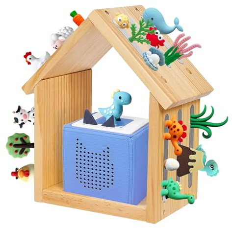 BOUFEIDA Audio Figuren Für Regal, Hausform Aufbewahrung Regal Zeichen Hölzerne Wand Schwebende Regale Für Mädchen Und Jungen Aus Holz Für 20-24
