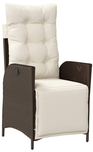 Qnhdfrt Gartensessel mit Fußteil Verstellbar Braun Poly Rattan Sessel Outdoor für Balkon Terrasse Garten Lounge Stuhl Leicht Pflegeleicht 57x61x93 cm bis 110 kg