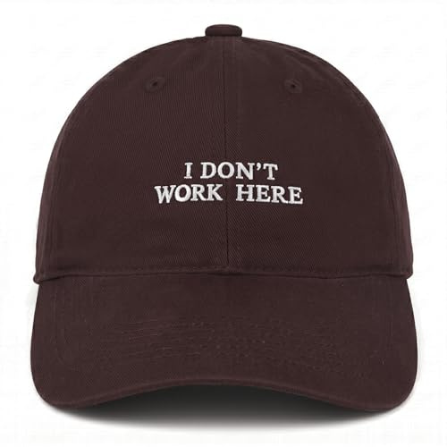 PHITALO Premium Baseball Cap „I Don't Work Here“ – Stilvolle Statement Kappe verstellbar, Hochwertige Baumwoll Basecap für Herren & Damen, Unisex Schirmmütze mit Spruch – Dunkelbraun