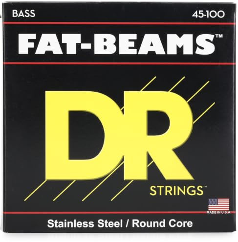 DR Strings Fat-Beam FB-45/100 – E-Bass Saiten, 4-Saiter Set, Edelstahl, Rundkern, Light to Medium 45-100