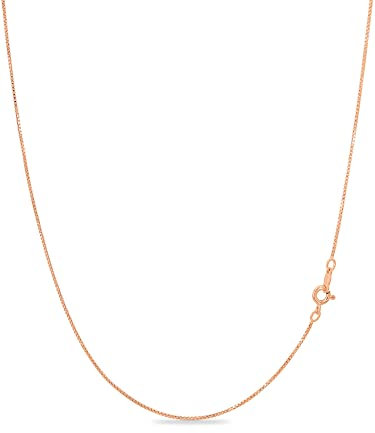 KEZEF Collana a Catena a Scatola da 1 mm in Argento Sterling Placcato Oro Rosa, Collana da Donna e Uomo Placcata Oro 18k, 24 Pollici