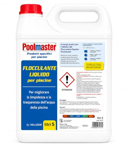 New Plast 3017 Flocculante Liquido per Piscina 5 L | Migliora la limpidezza dell'acqua favorendo una filtrazione più efficace