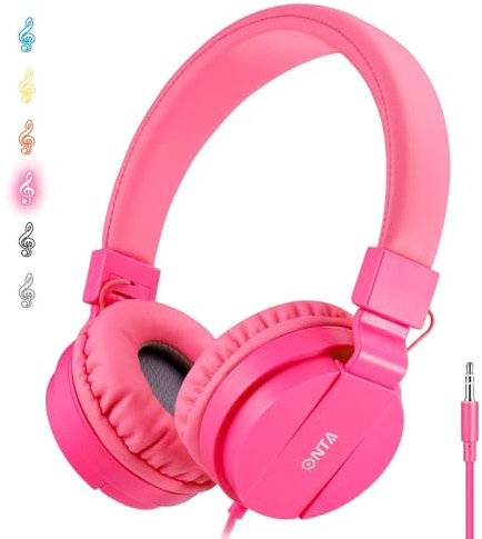 ONTA® Kopfhörer Kinder Faltbarer Leichte Headsets für Kinder On Ear Audio Kopfhörer für Kinder Handys Smartphones iPhone Laptop Computer mp3 / 4 Kinder Kopfhörer - Rosa
