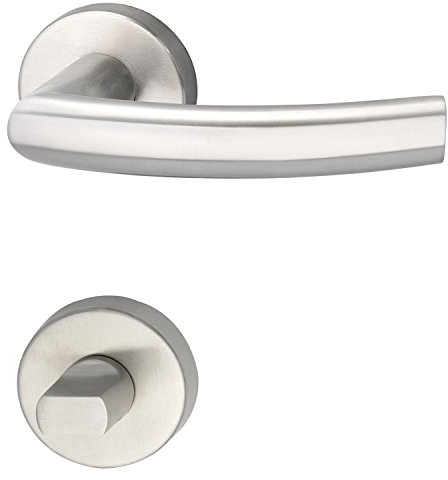 Drückergarnitur RIGA - auf Rosette, WC, 38 - 45, Edelstahl matt