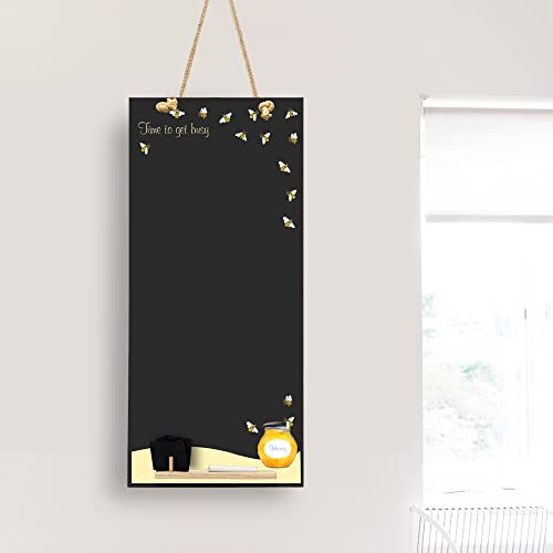Chalkboards UK Honey Bees Kreidetafel mit Seil/Tablett und Kreide, Holz, Schwarz, 60 x 26,5 x 1 cm