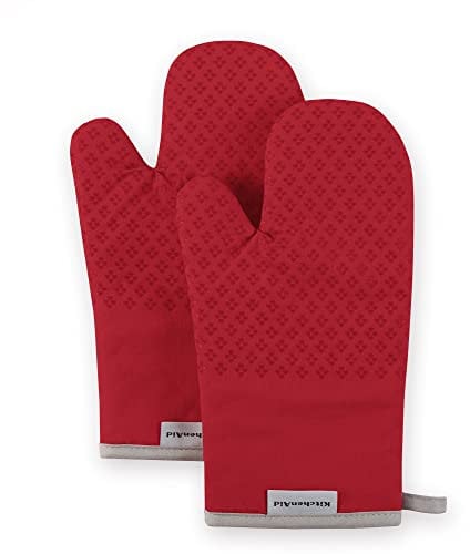 KitchenAid Oven Mitt Set, Cotton, Fire Red, 7x12.5