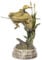 Casa Padrino Luxus Bronzefigur Enten im Teich Gold/Mehrfarbig/Grau 35,8 x 31,6 x H. 51,3 cm - Bronze Skulptur mit Marmorsockel - Wohnzimmer Deko