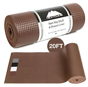 Kitchen Drawer Liners Shelf Liners for Kitchen Cabinets - Truly Non Slip, Non Adhesive Kitchen Cupboard Liners - Easy Cut/Fit, Protect Any Shelves, Wardrobe, Bathroom Surfaces (Brown, 30 x 600cm)