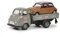 Schuco 452649000 Hanomag Mini-Service, Hanomag Kurier mit Ladegut Mini Cooper, Modellauto, Maßstab 1:87, grau