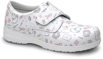 FELIZ CAMINAR - Zapatos Estampados Sanitarios Atom Sanitario/Antideslizantes y Cómodos para Mujer/Clínicas, Veterinarios, Hospital, Geriátricos (38)