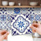 WALPLUS 120 Stück 15x15cm Spanisch & Marokkanisch Blau Weiß Wandfliesen Aufkleber Schälen und Kleben Backsplash Abziehbilder Startseite Dekore Aufkantung für Küche Badezimmer Kacheln Farbe auf Wand