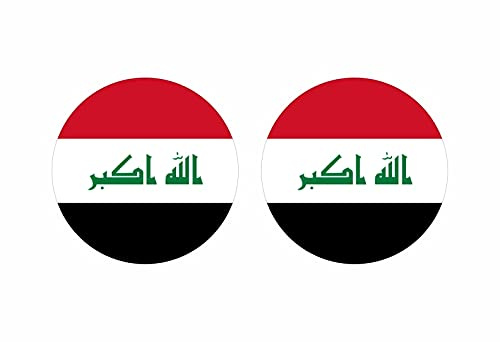 Akachafactory 2 x Aufkleber, rund, Motiv: Irak Flagge