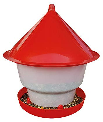 Geflügel Futterautomat 20 kg – Hühner Futterspender aus Kunststoff mit Bajonettverschluss, Ø 40 cm, stabil & wetterfest