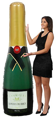 I LOVE FANCY DRESS Bouteille de champagne gonflable de 180 cm de haut – 180 cm x 6 – Bouteille gonflable robuste et surdimensionnée pour mariage, anniversaire et décoration