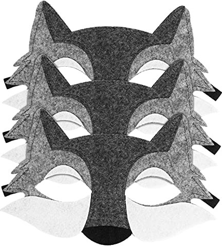 NUOBESTY 3PCS Feutre Loup Masques Moitié Du Visage Animaux Masques Dress Up Costume pour Enfants Party Favors ActivitéS Scolaires Et Jeux