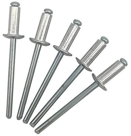 Marcopol Lot de 1000 rivets aveugles 4,0 x 10 mm à tête bombée type ouvert DIN 7337 en aluminium et mandrin en acier rivets pop (1000, 4,0 x 10 mm), Argenté.
