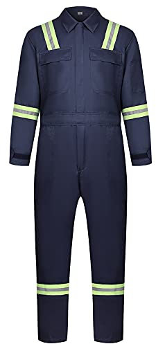 Yukirtiq Uomo Tuta da Meccanico Divisa Lavoro Alta visibilità Tuta da Lavoro Officina Salopette Combinati Rally con Multitasche