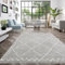Berber Boho Teppich, Shaggy Teppich, Geometrisches Muster, Teppich 160x230 cm, Weich und bequem, Pflegeleicht, 100% hochwertiges Polypropylen, Hochflor 30 mm, 160 x 230 cm, Grau - Weiß