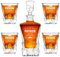 Maverton 950 ml Whiskey Karaffe + 2/4 / 6er Whiskygläser Set mit Gravur - Whisky Dekanter - luxuriöses Design - Kristallglas - für Männer zum Geburtstag - Schnurrbart