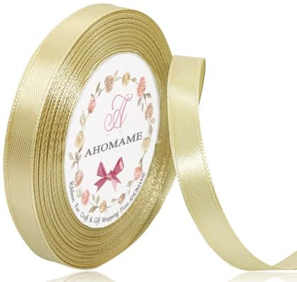 Doppelseitig Gold Satinband 10mm, 22 Meters Geschenkband breit Dekoration Schleifenband Stoffband für Hochzeit, Taufe, Blumensträuße, Nähprojekt, und Geburtstag Geschenke