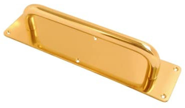 VIBE 19mm Pull Handle on Plate Plain 300x19mm (375x75mm Plate) on Polished Brass Sliding Door Heavy Duty Pull Push Door Handle on Polished Brass for Internal Doors