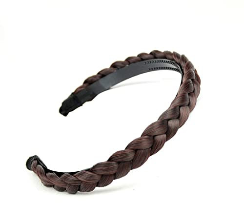 MenYiYDS Haarreifen Zopf synthetisches Haar geflochtenes Stirnband breite geflochtene Zöpfe elastische Stretch Haarteil für Frauen Mädchen Beauty-Accessoire (Braun)