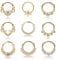 Kakonia 9Stk Septum Piercing Chirurgenstahl für Damen Herren 16G Zirkonia Nasenpiercing Ring Tragus Helix Daith Piercing Schmuck Gold Septum Clicker Ring Set 10MM