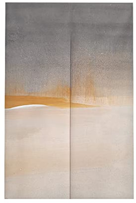 Surwin Graffiti Art Rideau de Porte Japonais Long Tapisserie Noren en Lin Fenêtre Rideaux Panneau Tenture Tapisserie Décoration pour Cuisine Chambre Décoration de Maison (90x200cm,Jaune Gris)