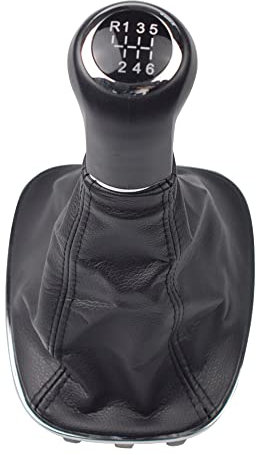 Hacreyatu Pomo de palanca de cambios cromado de 5/6 velocidades para Opel Corsa D 2006 2007 2008 2009 2010-2014 (Set, R6 velocidades)