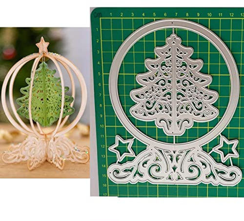 Christmas Tree Metal Die Cuts Dies Cutting, Christmas Tree Crystal Ball Cutting Dies Metal Cut Stencils DIY Scrapbooking Cards Decorative Embossing Paper Dies for Album Card Making Scrapbooking