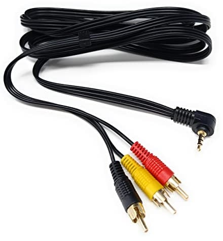 DRUT 2m Right Angle 4 Pole 3.5mm Jack To 3 x RCA Composite & Stereo Audio Video Lead Cable 6.5ft