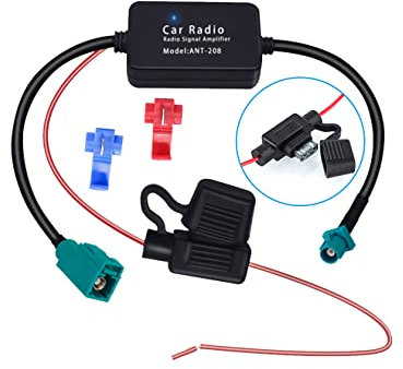 Vecys FM/AM DAB DAB+ Car Antenna Signal Amplifier Booster Fakra Z Male to Female Adapter 12V Digital Radio Antenna Splitter Antenna Amplifier for Audio Stereo Digital Car Radio