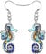 LONYOO Emaille Ozean Tiere Hai Ohrringe baumeln Zinklegierung Oktopus Qualle Wal Delphin Ohrringe für Frauen Mädchen Sommer Charms (Seepferdchen Ohrringe Blau)