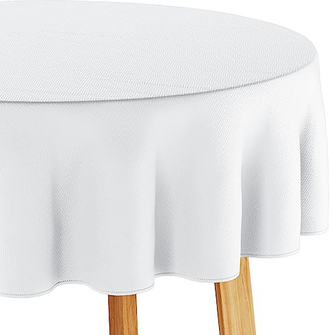Filumi Tischdecke 140x200 cm oval Weiß Abwaschbar Für Indoor Outdoor geometrisches Zickzackmuster Verte