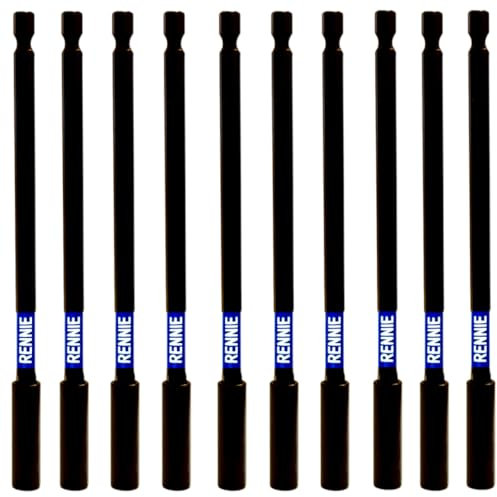 10 Pack Rennie Tools - 152mm Long Impact Duty Screwdriver Drill Magnetic Bit Holder Fits Milwaukee Dewalt Bosch Milwaukee WERA etc. Impact Drill Hex Extension Bar/Tool Holders/Adapter.