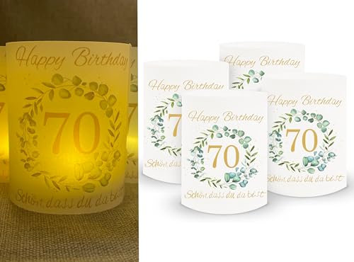Sugeru 70. Geburtstag deko - 16 stück Lichthülle für Tischlicht & Teelicht Windlicht & Kerzen | 70. Geburtstag Frau männer | Schön DASS du da bist | Party Windlichter Tischdeko | Durchmesser - 8cm