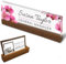 Artblox Placa de nombre personalizada para escritorio, diseño de orquídeas en vidrio acrílico transparente, placa de nombre de puerta personalizada con tu nombre y credenciales
