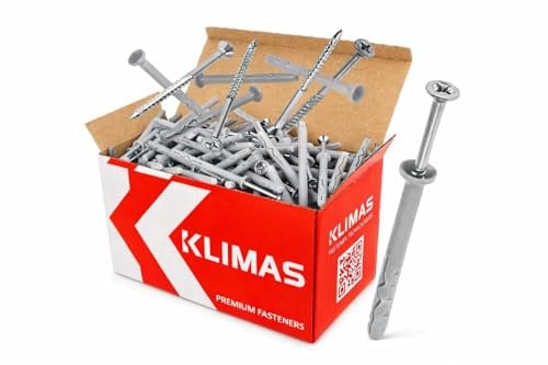 KLIMAS Lot de 8 chevilles à frapper en nylon à tête fraisée prémontées (8 x 50-100 pièces)