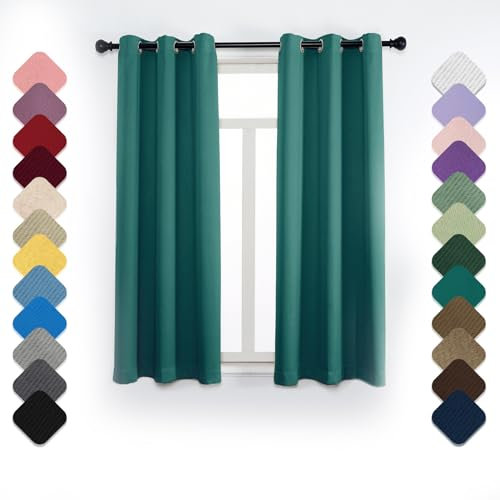 Rideau Occultant Lot de 1 à Oeillets, Rideau Thermique, 180x200cm (LxH) Rideau de Porte, Rideau Opaque, Rideau Phonique, Rideau Cuisine, pour Chambre Salon Balcon Vert-2