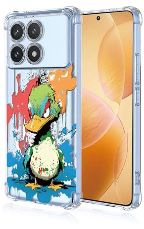 YUXING Cover Trasparente per Xiaomi Poco X6 Pro 5G - Custodia Protettiva Sottile in TPU Morbido Antiurto con Carino Motivo Disegno Cool (Duck)