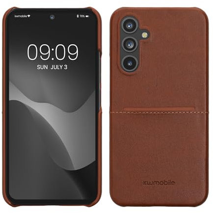 kwmobile Back Cover Compatibile con Samsung Galaxy A54 5G - Custodia Rigida in Simil Pelle con Slot Porta Carte - Copertina in Similpelle con Portacarte