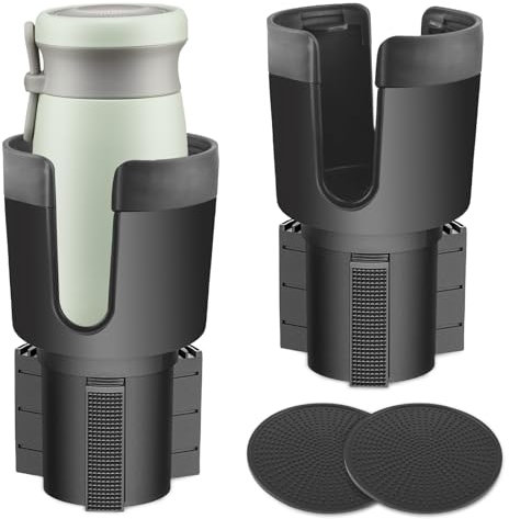 TOATELU Portabevande per auto, portabevande regolabile, supporto universale per bevande, portabicchieri per auto, con base regolabile e sottobicchiere, porta bevande per caffè, succo di frutta