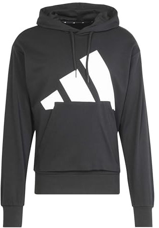 adidas Uomo Essentials Big Logo French Terry Hoodie, Black/White, L
