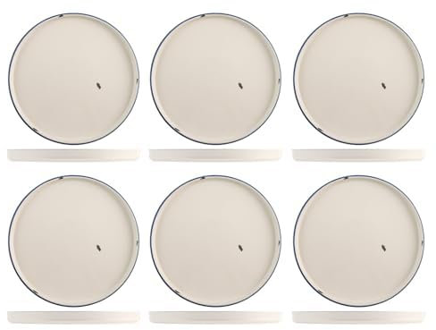 H&H-Rye, Set 6 Piatti, in porcellana di alta qualità, ø 25x2h cm, piatti da portata, piatti da presentazione, piatti professionali per ho.re.ca