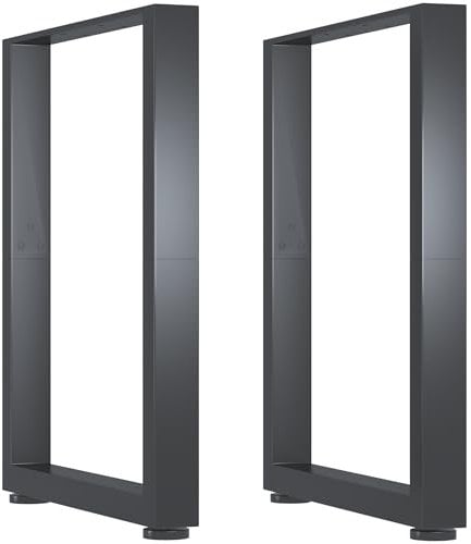 Heavy Duty Table Legs Set (2 PCS, H71.5cm x W60cm) - Industrial Square DIY Furniture Legs for Coffee Table, Office Table, Breakfast Bar, Stand Bench (Non-Integrated)